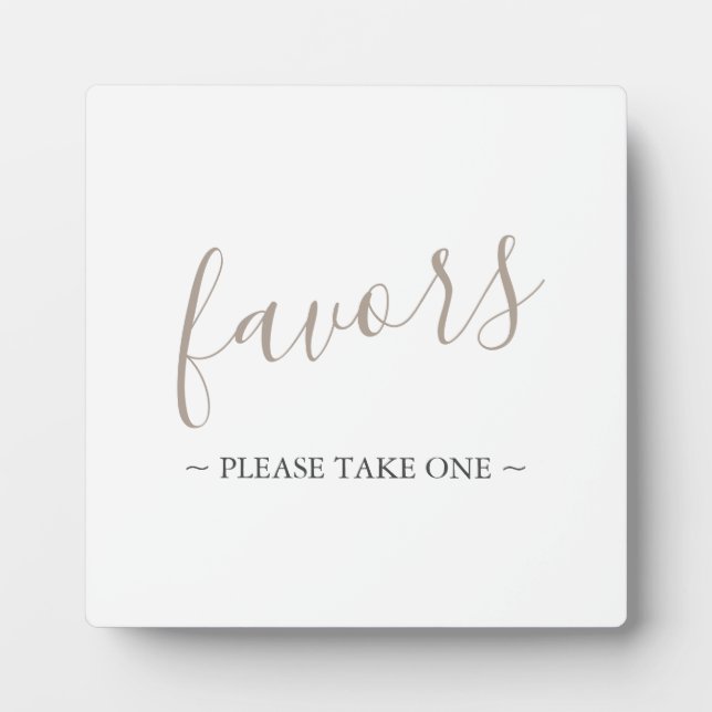 Modern Wedding Favours Sign Plaque (Front)
