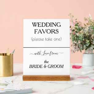 Modern Wedding Favours White Black Typography  Acrylic Sign