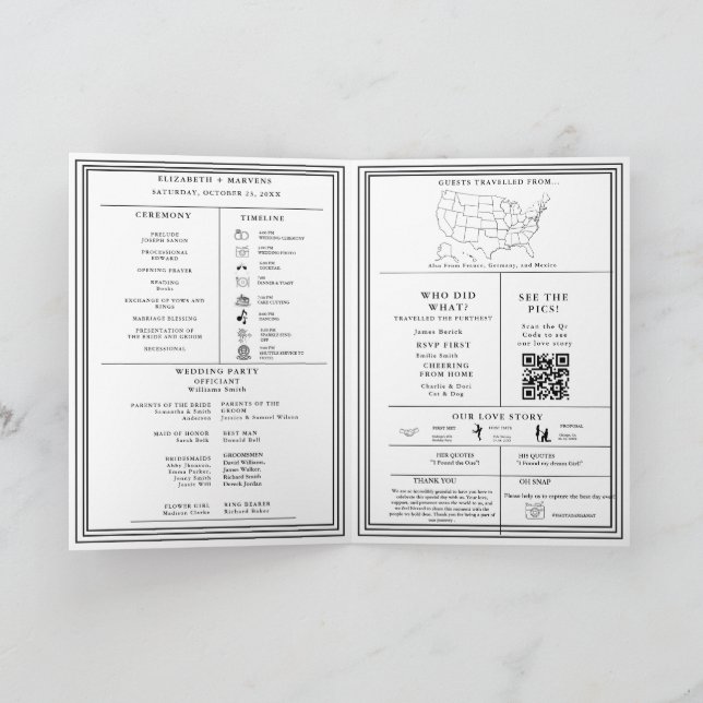 Modern Wedding Folded Infographic Program Programme (Inside)