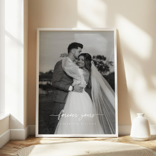 Modern Wedding 'Forever Yours' Couple Photo Poster