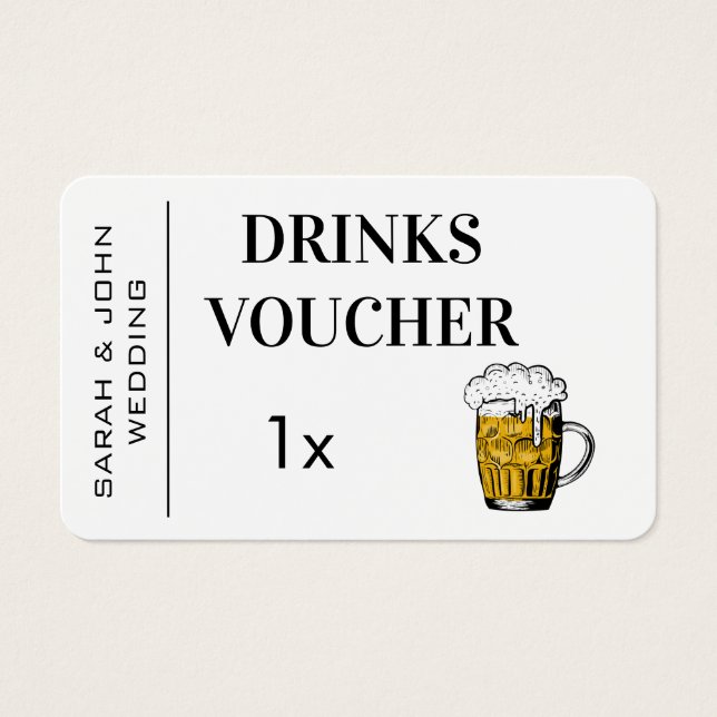 Modern Wedding Free Drink Voucher Business Card (Front)