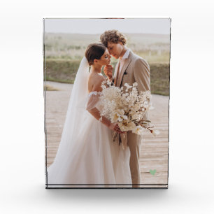 Modern Wedding Green Heart Keepsake Photo Block