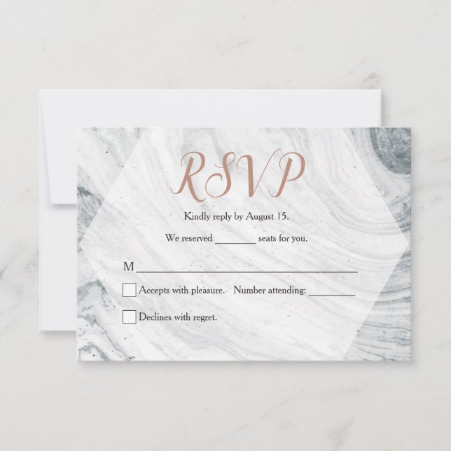 Modern Wedding Grey Marble RSVP Chic Card (Front)