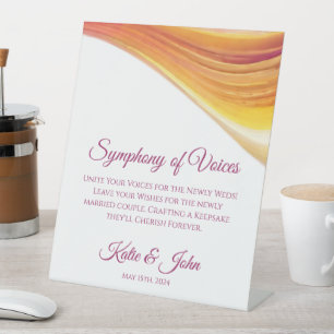 Modern-Wedding Guestbook Sign-Pink Orange Yellow- Pedestal Sign