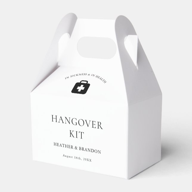 Modern Wedding Hangover Kit Favour Box (Front Side)