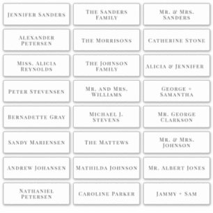 Modern wedding individual guest names labels