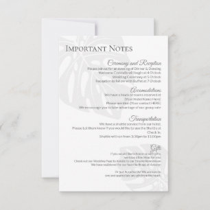 Modern Wedding Information Sheet Insert RSVP Card