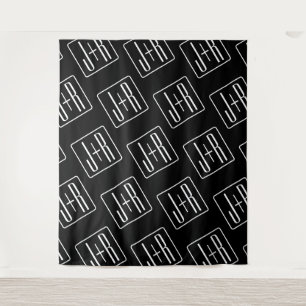 Modern Wedding Initials Pattern   Black & White Tapestry