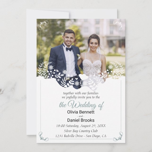 Modern wedding invitation card with photo (Front)