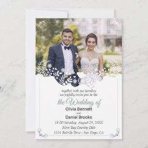 Modern wedding invitation card with photo
