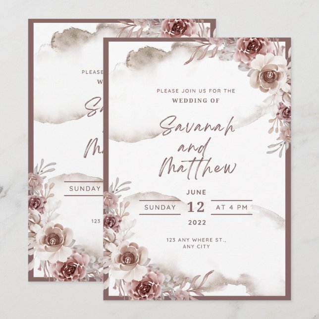 Modern Wedding Invitation Clean Minimal Style (Front/Back)