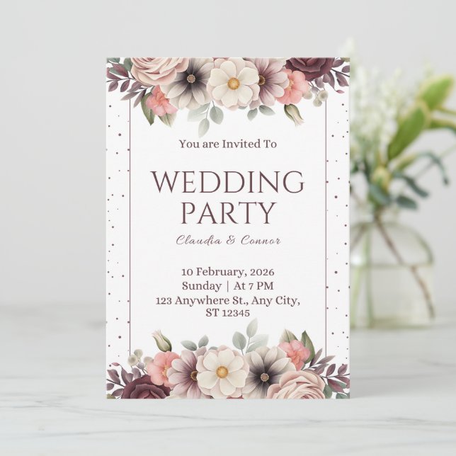 Modern Wedding Invitation Elegant Minimal Layout (Standing Front)