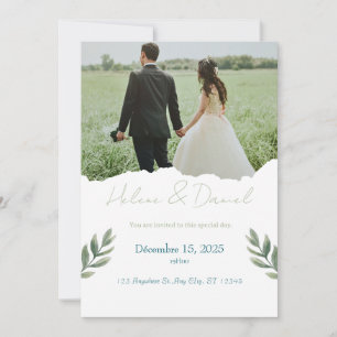 Modern Wedding Invitation – Green Gray