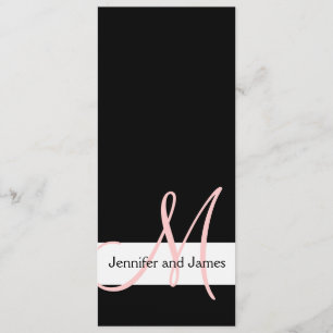 Modern Wedding Invitation Monogram Black Pink