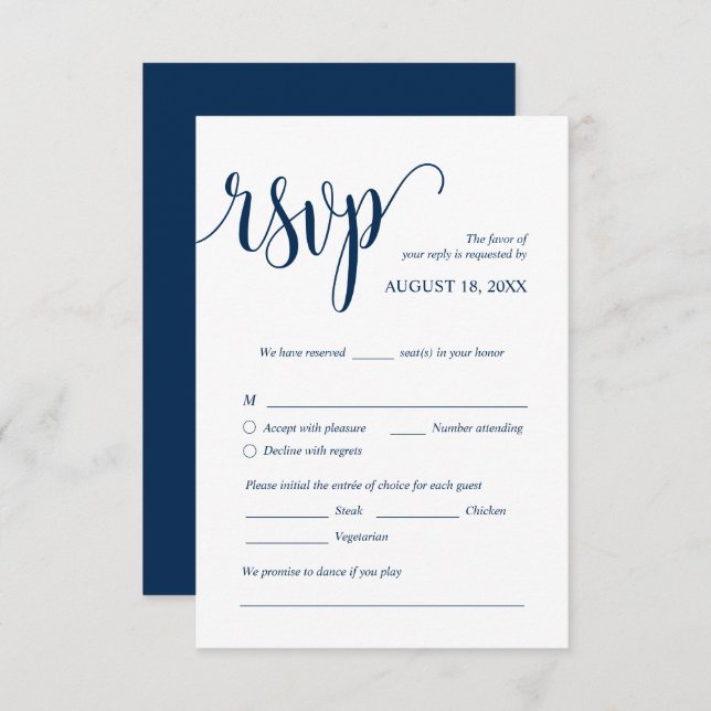 Modern Wedding Invitation RSVP Enclosed Card (Front/Back)