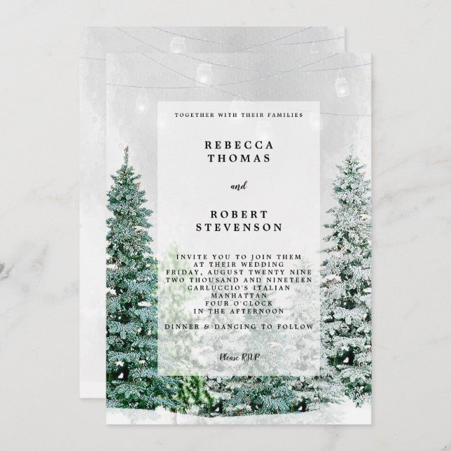 modern wedding invitation winter christmas (Front/Back)