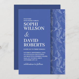 Modern Wedding Invitation with swallows pattern