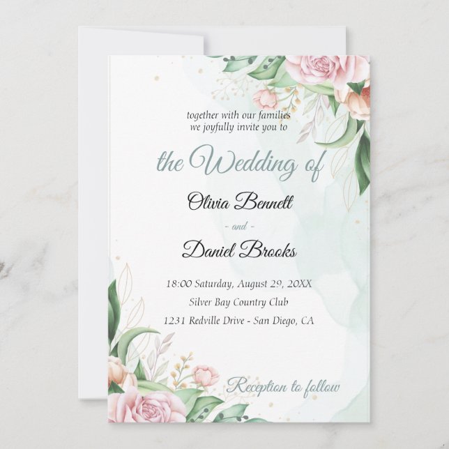 Modern wedding invitations card with photo (Front)