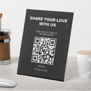 Modern Wedding Invitations with QR Code Pedestal Sign