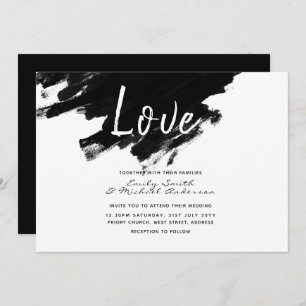 Modern Wedding Invites - Paint black white