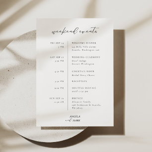 Modern Wedding Itinerary Weekend Timeline Schedule Invitation