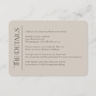 Modern Wedding Ivory Taupe Details Enclosure Card