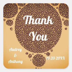 Modern Wedding Large Wild Cat Pattern Thank You Square Sticker
