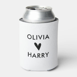 Modern Wedding Love Heart Can Cooler   White