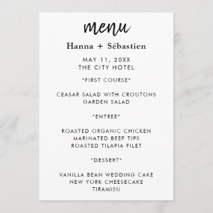 Modern  Wedding Menu