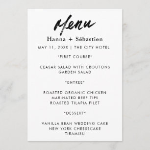 Modern  Wedding Menu