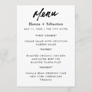 Modern  Wedding Menu