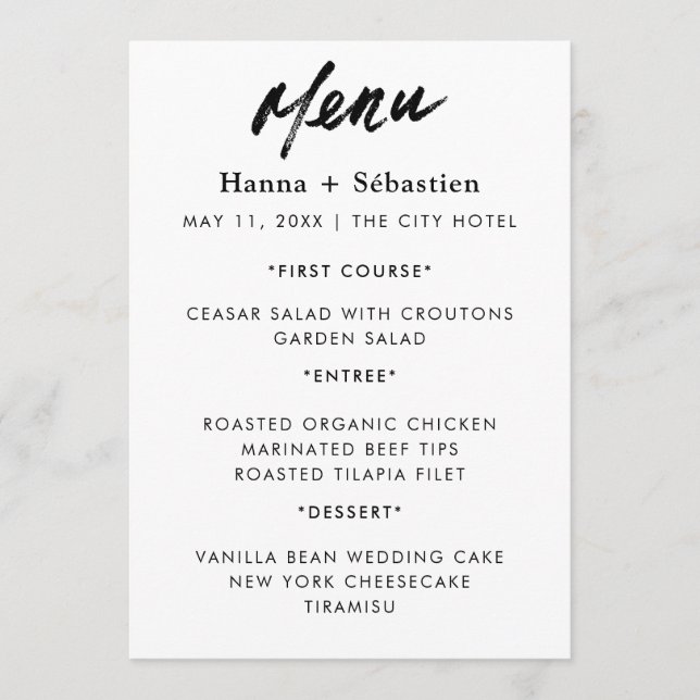 Modern  Wedding Menu (Front)