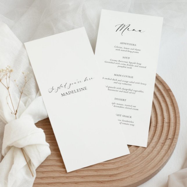 Modern wedding menu card with guest name (Creator Uploaded)