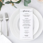 Modern Wedding Menu Fun Casual Handwriting<br><div class="desc">Impress your guests with this modern minimalist handwriting wedding menu. With its sleek design and playful handwriting style script, this menu is the perfect addition to your wedding reception decor. Featuring your chosen menu items, this wedding menu is a great way to keep your guests informed and excited about the...</div>