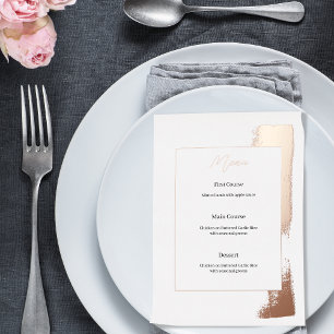 Modern wedding menu with painted foil