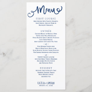 Modern Wedding Menus Typography (Navy Blue)