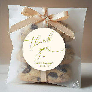Modern Wedding Minimal Thank You Cute Heart Gifts Classic Round Sticker