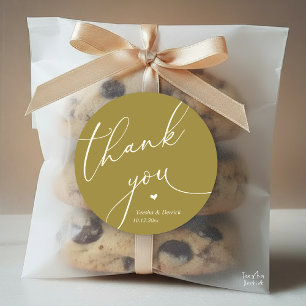 Modern Wedding Minimal Thank You Cute Heart Gifts Classic Round Sticker