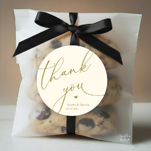Modern Wedding Minimal Thank You Cute Heart Gifts Classic Round Sticker