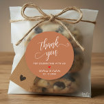 Modern Wedding Minimalist Thank You Gifts Classic Round Sticker<br><div class="desc">Modern Wedding Minimalist Thank You Gifts Classic favour Round Sticker,  in classy script,  red heart,  with bride and groom signature and wedding date,  terracotta copper brown theme.</div>