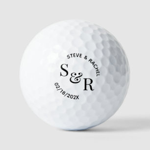 Modern Wedding Name and Date Golf Balls