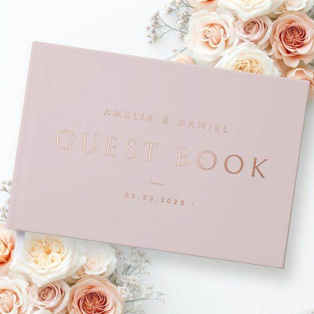Modern wedding names and date real foil guest book (Modern wedding names and date real foil guest book)