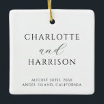 Modern Wedding Names Ceramic Ornament<br><div class="desc">A simple modern minimalist wedding ornament for the newlyweds. Elegant classical serif typography.</div>