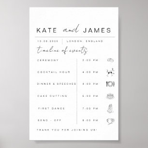 Modern Wedding Order of Events Timeline Sign 