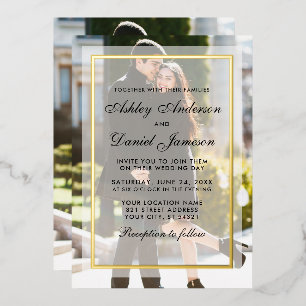 Modern Wedding Overlay Front Back Photo Gold