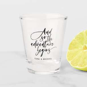 Modern Wedding Party Adventure Custom Script  Shot Glass