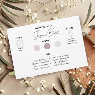 Modern Wedding Party Attire Wedding Colour Card