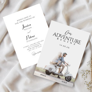 Modern wedding photo adventure invitation
