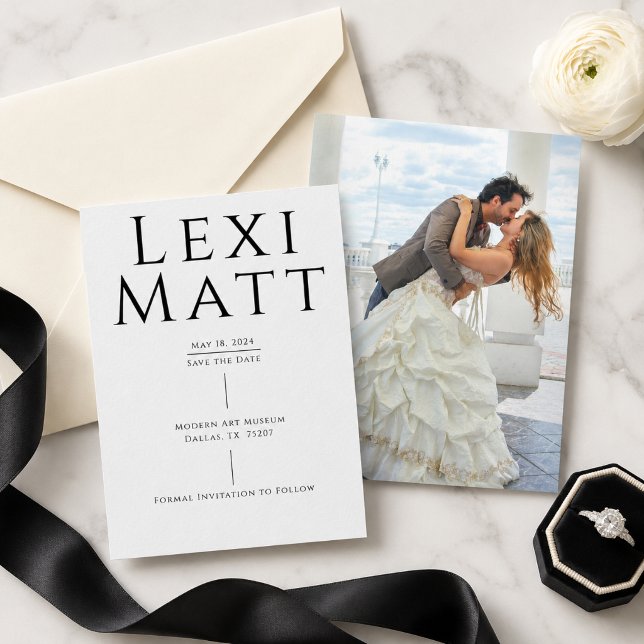 Modern Wedding Photo Black & White Save The Date (Creator Uploaded)