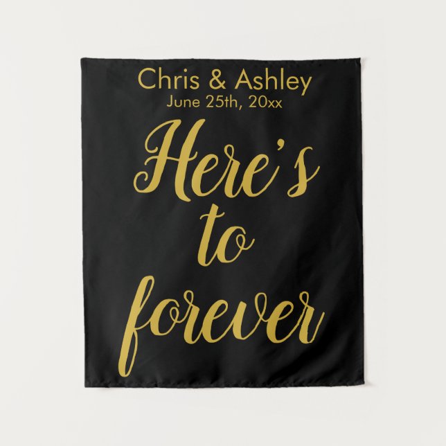 Modern Wedding Photo Booth Backdrop Photo Prop Tapestry (Front)